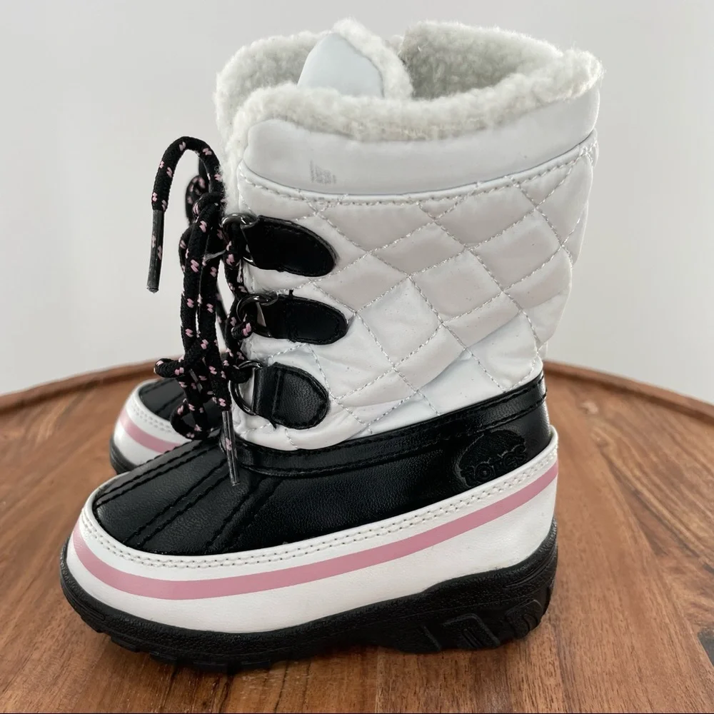 TOTES Kid's Snow Boots - Size 5 MED  "Haddie" Style - White/Pink/Black - Picture 4 of 9